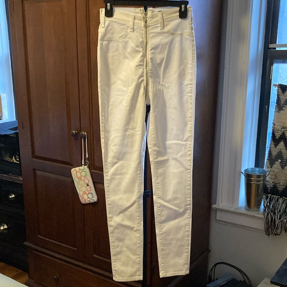 Women's White Zipper Crotch Jeans